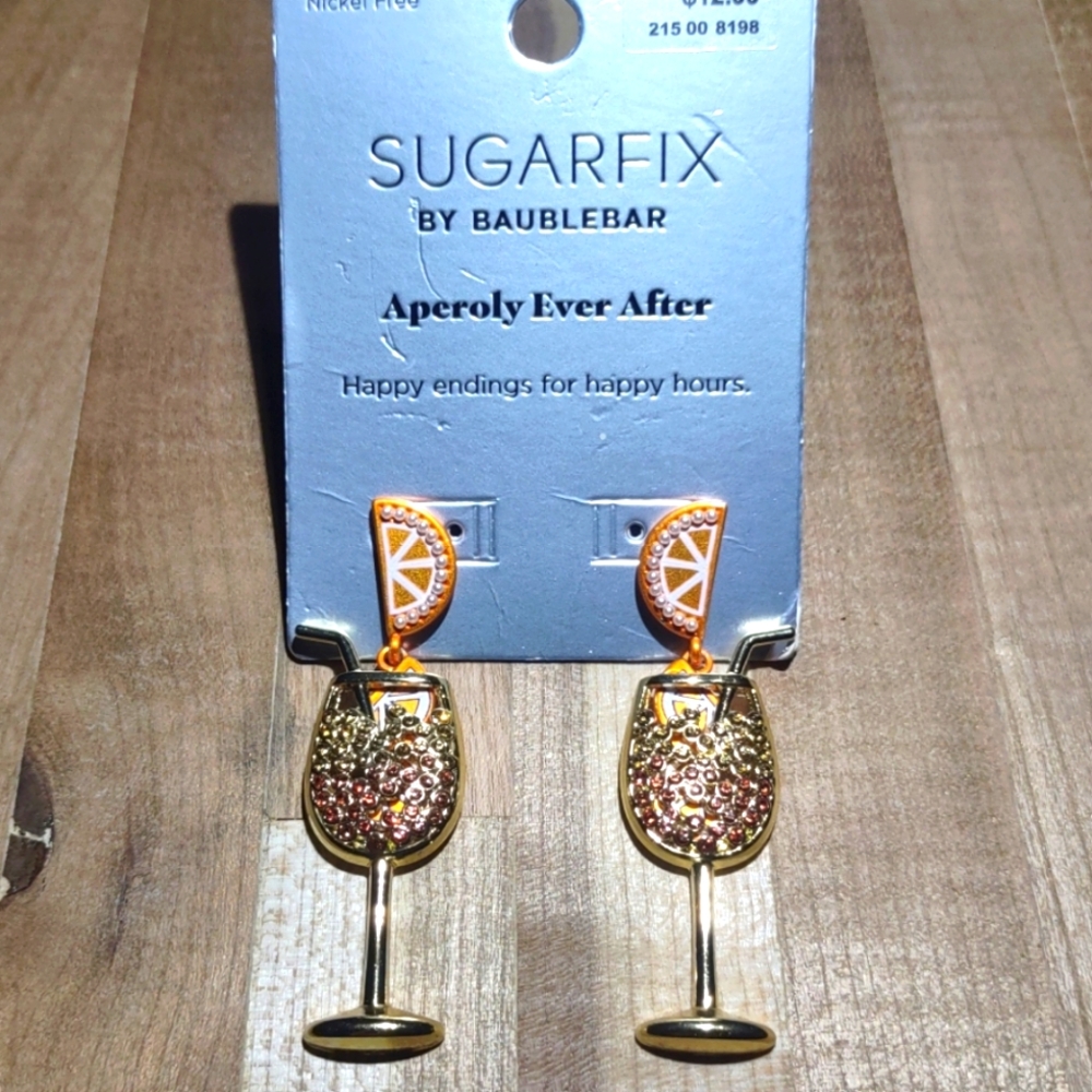 NEW Sugarfix by Baublebar Aperoly Ever After Earrings Dangle Post Drinking Glass